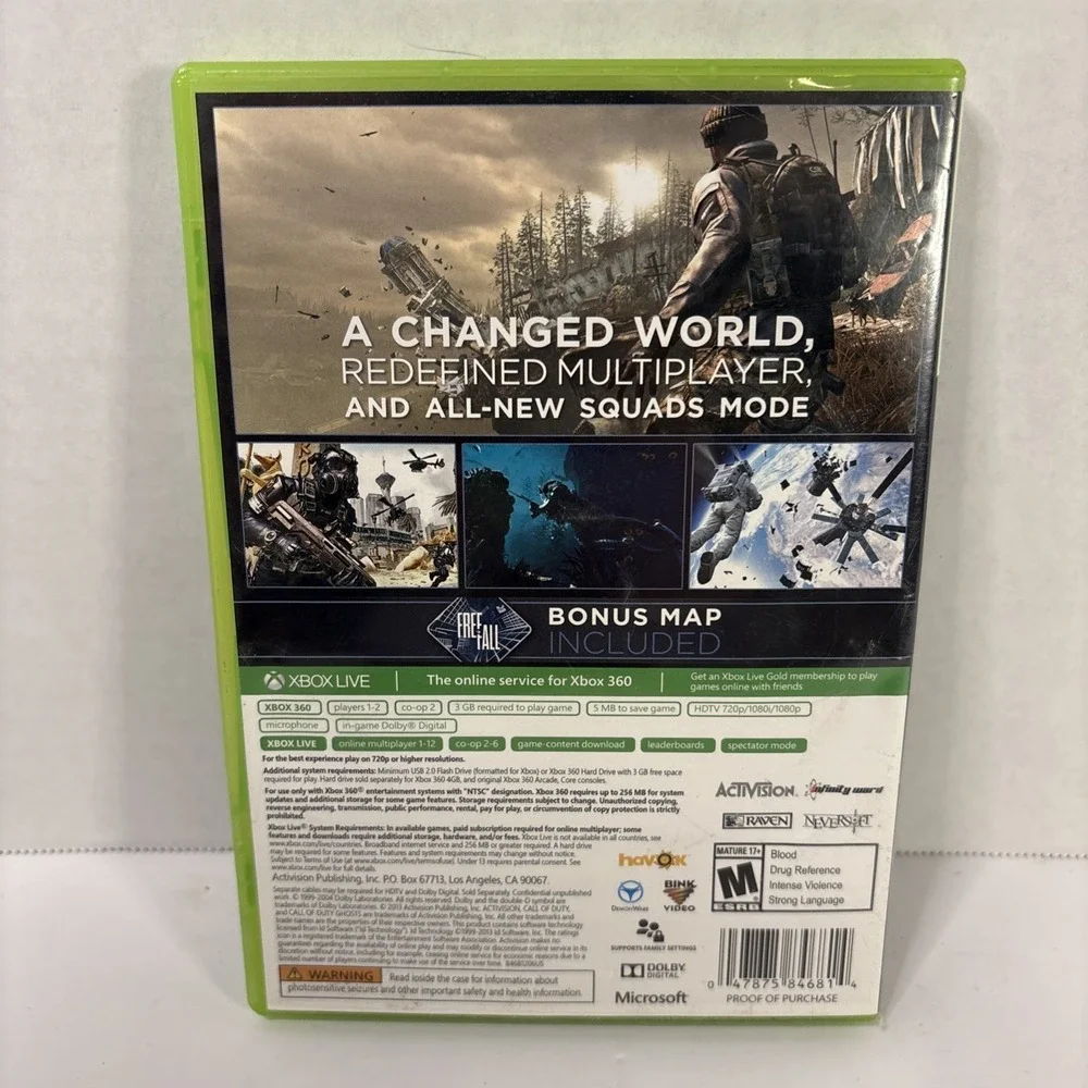 Call of Duty Ghosts Xbox 360 Tested Working Authentic Disc Only No Manual